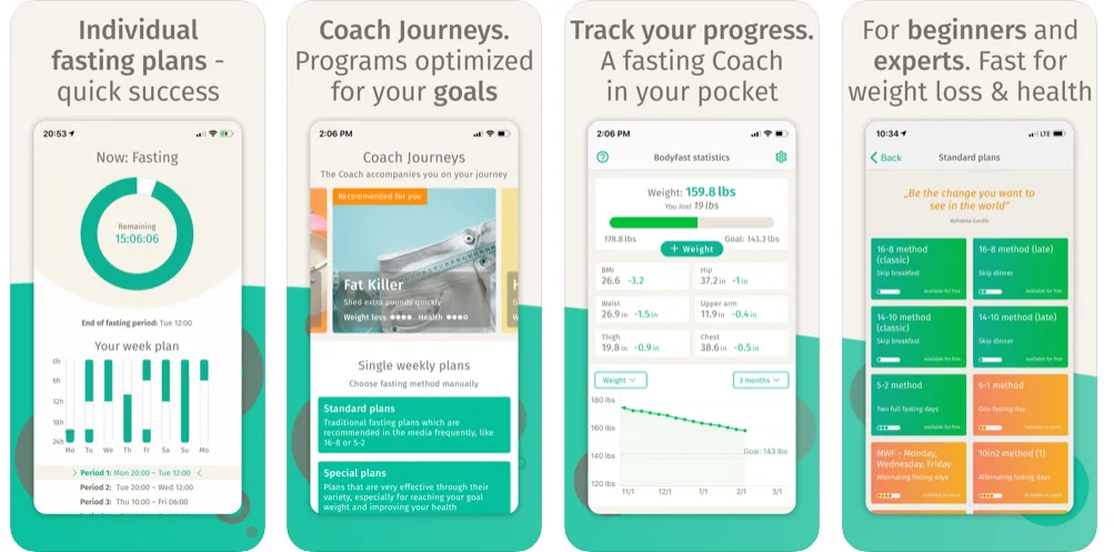 Aplicativo BodyFast para planejamento de protocolos de jejum intermitente