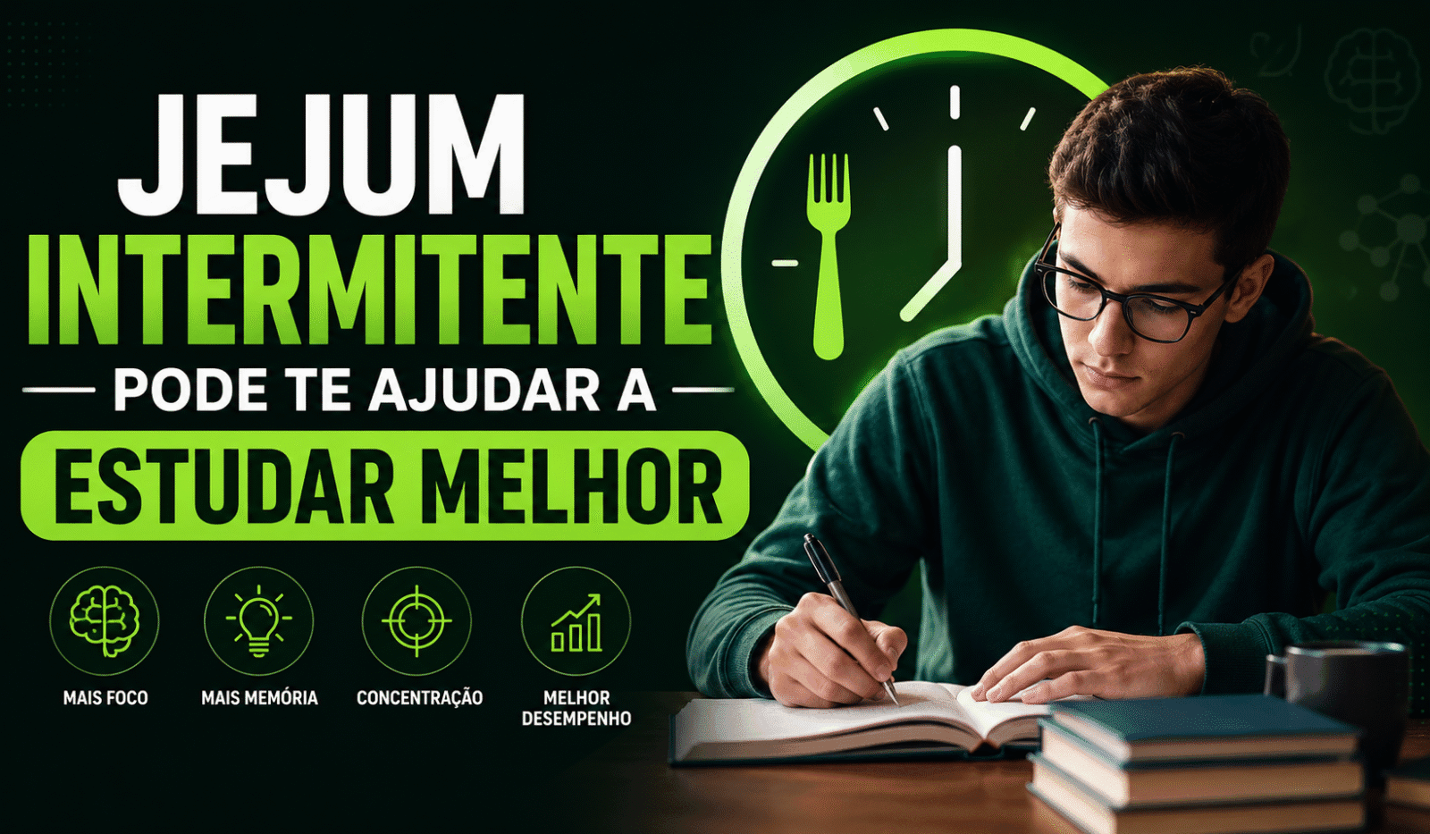 Jejum intermitente pode melhorar foco, memória e concentração durante os estudos