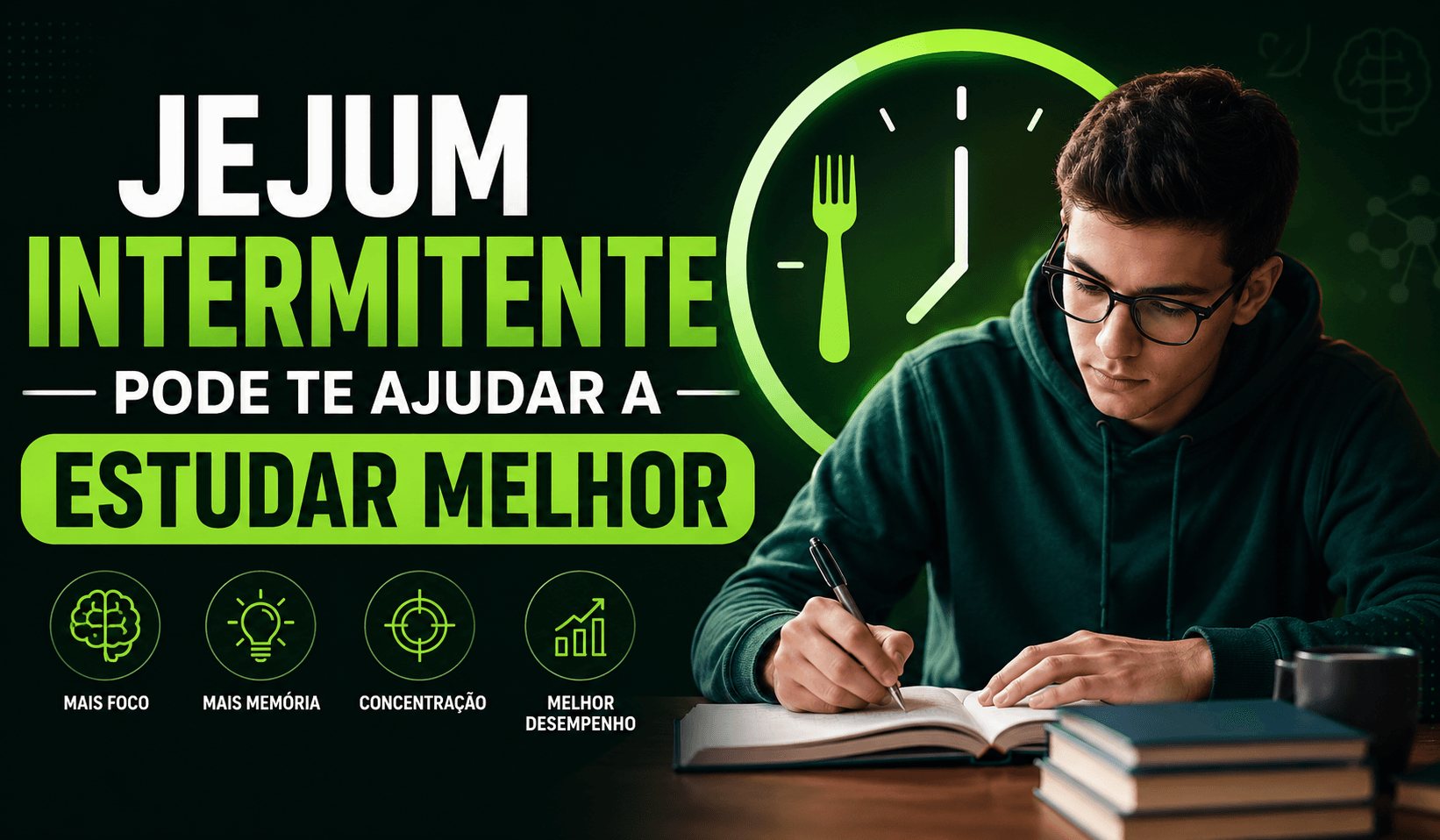Jejum intermitente pode melhorar foco, memória e concentração durante os estudos
